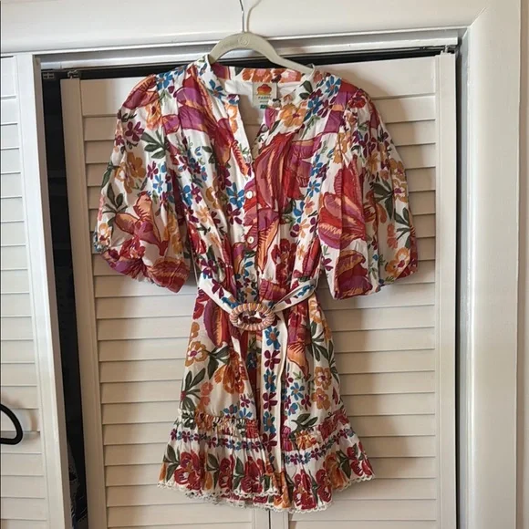 Farm Rio spring bananas belt mini dress - Picture 2 of 4